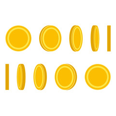 Złote monety na białym tle