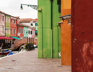 Picturesque and colorful homes in Burano, Venice Italy