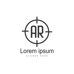 AR Letters Logo Design. Simple and Creative Black Letter Concept Illustration.