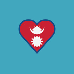 Nepal flag icon in a heart shape in flat design. Independence day or National day holiday concept.