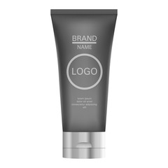 Man creme tube icon. Realistic illustration of man creme tube vector icon for web design