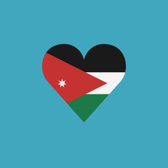 Jordan flag icon in a heart shape in flat design. Independence day or National day holiday concept.