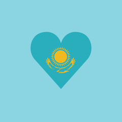 Kazakhstan flag icon in a heart shape in flat design. Independence day or National day holiday concept.