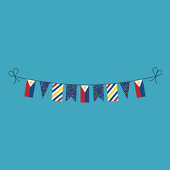 Decorations bunting flags for Philippines national day holiday in flat design. Independence day or National day holiday concept.