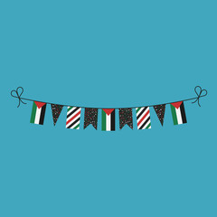 Decorations bunting flags for Palestine national day holiday in flat design. Independence day or National day holiday concept.