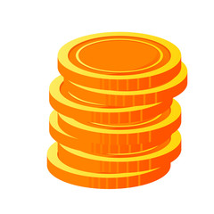 Złote monety na białym tle