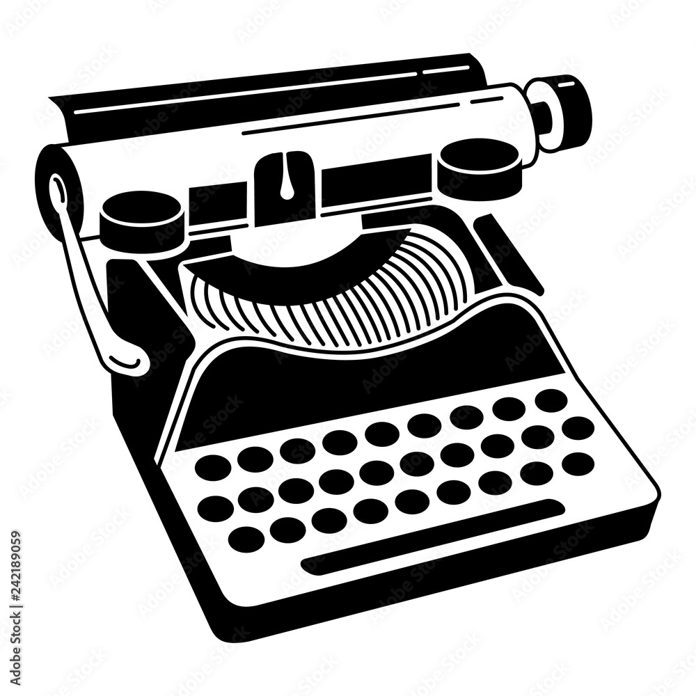 Poster classic typewriter icon. simple illustration of classic typewriter vector icon for web design isolat