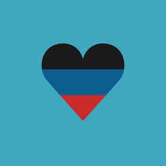 Donetsk People's Republic flag icon in a heart shape in flat design. Independence day or National day holiday concept.