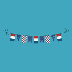 Decorations bunting flags for Netherlands national day holiday in flat design. Independence day or National day holiday concept.