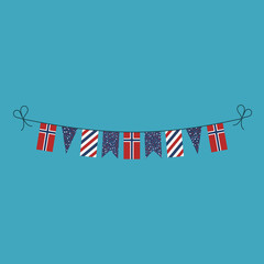 Decorations bunting flags for Norway national day holiday in flat design. Independence day or National day holiday concept.