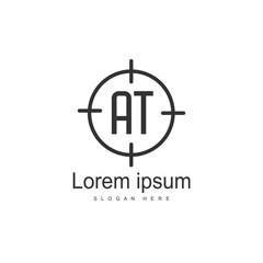 AT Letters Logo Design. Simple and Creative Black Letter Concept Illustration.