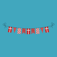 Decorations bunting flags for Denmark national day holiday in flat design. Independence day or National day holiday concept.