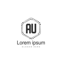 AU Letters Logo Design. Simple and Creative Black Letter Concept Illustration.