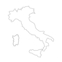 Italy map silhouette illustration on white background. Graphic freehand drawing. Map concept. High detailed vector. Catography