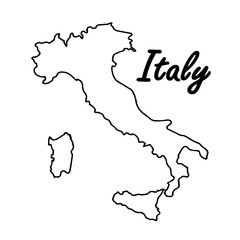 High detailed vector map of Italy isolated over white background with inscription. Political map icons. Italian Republic. Contour silhouette