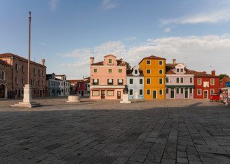 Picturesque and colorful homes in Burano, Venice Italy