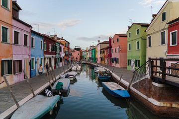 canal in Burano Island Venice Italy