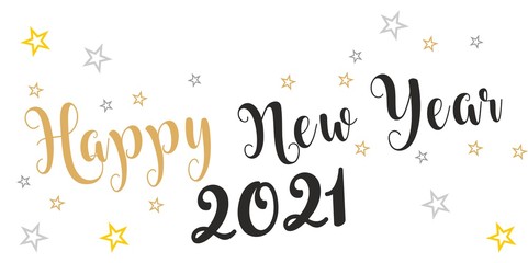 Życzenia Szczęśliwego Nowego Roku 2020 lub 2021 napisane na ładnym tle. Projekt karty szczęśliwego nowego roku. Ilustracji wektorowych EPS - obrazy, fototapety, plakaty