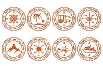 A set of stamps. Travel and rest, cruise.