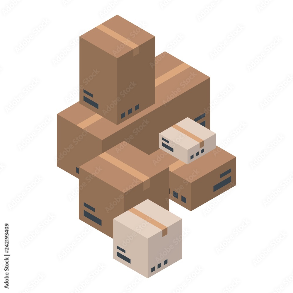Poster delivery stack box icon. isometric of delivery stack box vector icon for web design isolated on whit