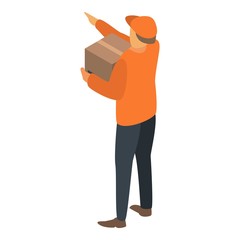 Delivery man box icon. Isometric of delivery man box vector icon for web design isolated on white background