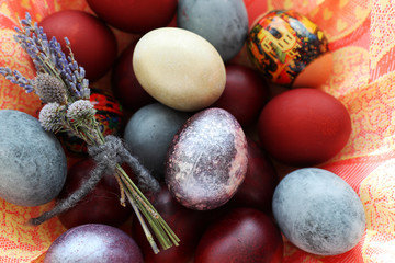 Basket of colored Easter eggs