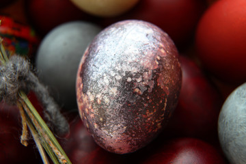 Close-up of a brilliant painted egg for Easter