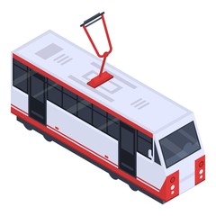 City tram car icon. Isometric of city tram car vector icon for web design isolated on white background