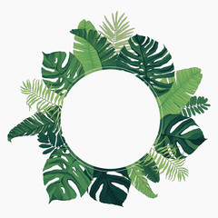 Tropical Frame Circle Vector Illustration