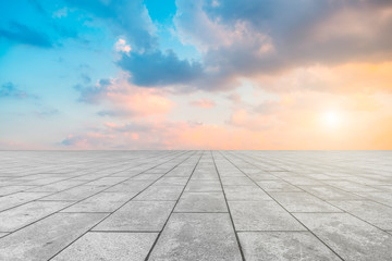 Empty Plaza Bricks and Sky Cloud Landscape..