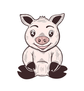 Pig. freehand drawing. Eps 8