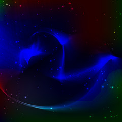 Abstract design - blurred blue shape in mystic space background.