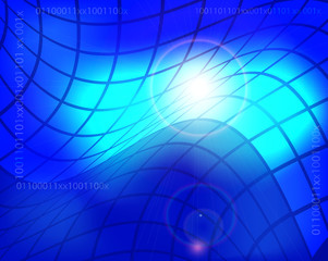 Abstract technology background with blue glowing squares. Concept technical design.