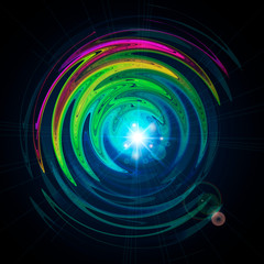 Vivid abstract background - design composed of glowing swirls and fractal patterns.