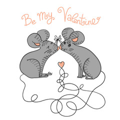 Be My Valentine Card Mice In Love