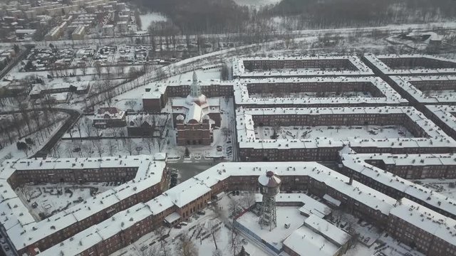 Katowice Nikiszowiec Zima z powietrza