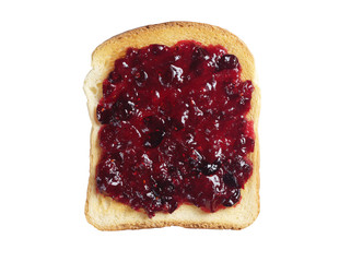 Toasted bread slice with cranberry jam