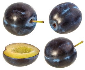 Fresh plum isolated on white background with clipping path