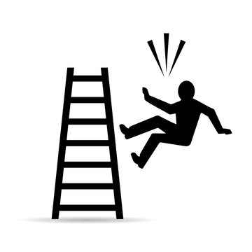 Falling from ladder vector sign Stock Vector | Adobe Stock