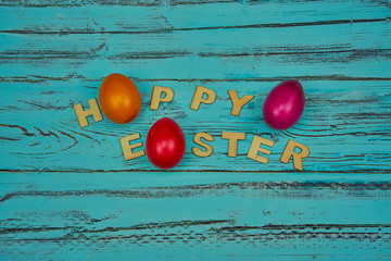 Happy Easter with three eggs