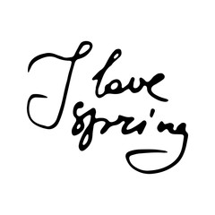 Hand sketched logo, badge typography icon. Lettering spring season for greeting card, invitation symbol. Retro, vintage lettering banner, poster, print, tag