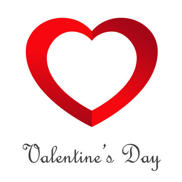 Logotipo abstracto con texto Valentine's Day con corazón con espacio negativo en degradado rojo