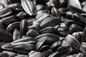 Black, natural, roast sunflower seeds. For texture or background