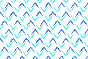 Painted blue and aqua chevrons on white background