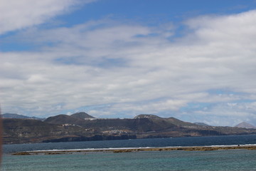 panoramic view of mediterranean sea and mountains