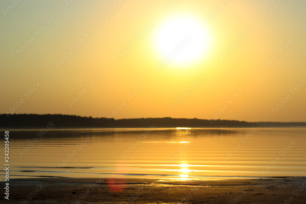 Wall mural fascinating sea landscape during sunset close-up