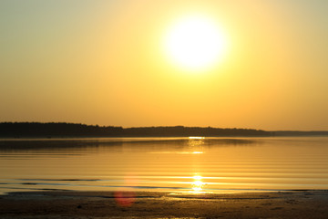 Fascinating sea landscape during sunset close-up
