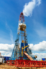 Drilling rig in oil field for drilled into subsurface in order to produced crude. Petroleum Industry
