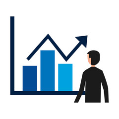 businessman with statistics diagram