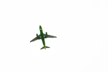 isolated green plane on white background bottom view